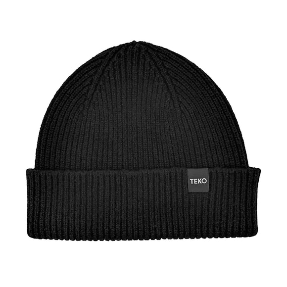 TEKO eco BEANIE DUNBAR SHORT WATCH 3.0 - LAMBSWOOL Medium Rib - Black