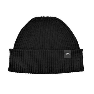 TEKO eco BEANIE DUNDEE SHORT WATCH 2.0 - LAMBSWOOL Light Rib - Black