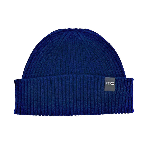 TEKO eco BEANIE DUNDEE SHORT WATCH 2.0 - LAMBSWOOL Light Rib - Navy Blue