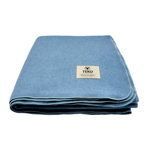 TEKO eco MELTON WOOL BLANKET - Misty Blue