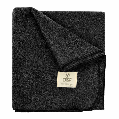 TEKO eco MELTON WOOL BLANKET - Granite