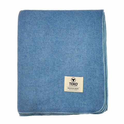 TEKO eco MELTON WOOL BLANKET - Misty Blue