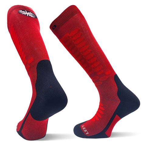 TEKO eco SKI 2.0 ALL-MTN MERINO WOOL SKIING SOCKS - Strategic Light Cushion in Shin, Foot & Heel for Skiing