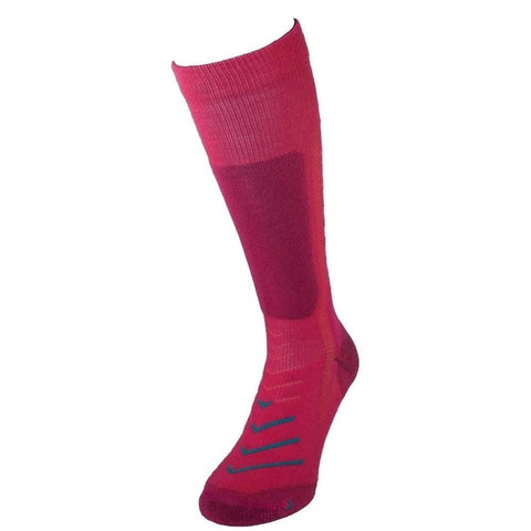 Teko Super Evo Unisex Ski Socks - Medium Cushion - Raspberry Stripe - TEKO eco-performance socks