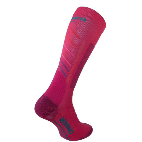 Teko Super Evo Unisex Ski Socks - Medium Cushion - Raspberry Stripe - TEKO eco-performance socks