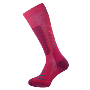 Teko Super Evo Unisex Ski Socks - Medium Cushion - Raspberry Stripe - TEKO eco-performance socks